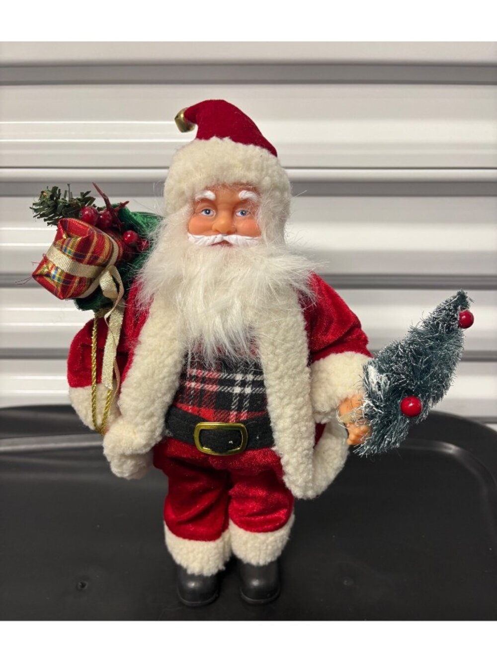 Santa Claus Figurine Christmas Tree Gift Bag Red White Outfit 12" Holiday Decor
